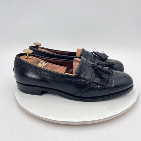 Allen Edmonds Bridgeton Men Size 9D Black Leather Tassel Loafer Dress Shoes - Picture 4 of 15